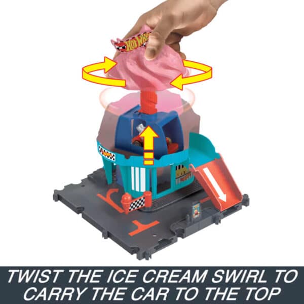 Mattel Hot Wheels City Track Set With 1 Hot Wheels Car, Ice Cream Shop Playset - Image 4