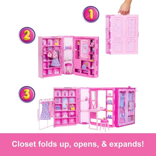 Mattel Barbie Dream Closet Toy Playset With Fashion Doll, CloThes, & Accessories, 3-Ft-Wide With 25+ Pieces - Image 3
