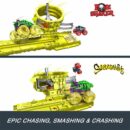 Mattel Hot Wheels Monster Trucks Power Smashers Charge & Chase Challenge Track Set With Oversized Skelesaurus, 1:64 Scale Bone Shaker & 2 Crushed Cars