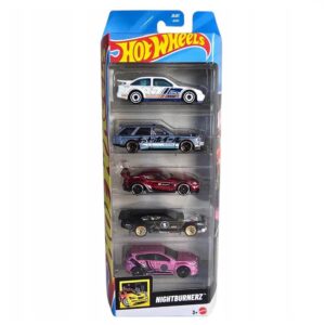 Hot Wheels  Nightburnerz 2025 ('87 Ford Sierra Cosworth, Nissan Maxima Drift Car, '20 Toyota GR Supra, Dimachinni Veloce & Subaru WRX STI) 5 Vehicle Pack (JBJ87)