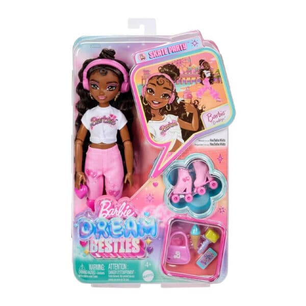 Mattel Barbie Dream Besties “Brooklyn” Roller Skating Fashion Doll With 9 Music & Video Themed Accessories - Image 2