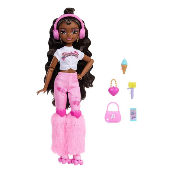Mattel Barbie Dream Besties “Brooklyn” Roller Skating Fashion Doll With 9 Music & Video Themed Accessories - Image 12