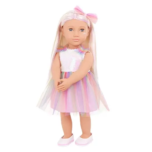 Our Generation - Doll w/ Unicorn  Fashion Doll in Rainbow Outfit