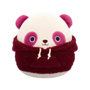 Jazwares Squishmallows - Core: Style Squad - Cream and Dark Red Tonal Panda with Dark Red Woolly Hoodie - Ponder (7.5 Inch)
