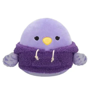 Jazwares Squishmallows - Core: Style Squad - Purple Tonal Parakeet with Purple Woolly Hoodie - Anoushka (7.5 Inch)