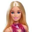Mattel Barbie Fashionistas Doll #230 in Metallic Pink Minidress With Heart Cut-Out, Blond Hair