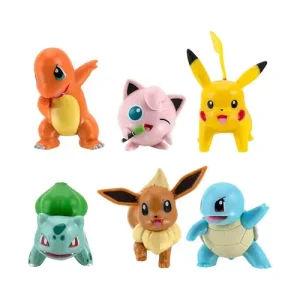 Jazwares Pokemon - Battle Figure Multi Pack Games: Nintendo - (Eevee - Pikachu - Charmander - Squirtle - Bulbasaur - Jigglypuff) 6 Figures