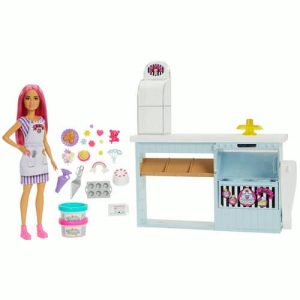 Mattel ​Barbie Doll Bakery Playset With Pink-Haired Petite Doll, Baking Station, 20+ Pieces