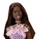 Mattel - Barbie GLITZ DOLL Dark Brown Hair Shiny Purple Polka Dot Dress