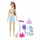 Mattel Barbie Doll with Puppy, Workout Outfit, Roller Skates and Tennis