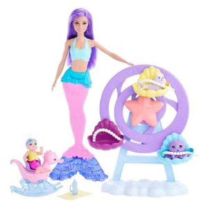 Mattel Barbie Mermaid Doll, Nurturing Playset With Merbaby, Octopus And Seal