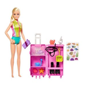 Mattel Barbie Marine Biologist Doll And Accessories, Mobile Lab Playset With Blonde Doll And 10+ Pieces