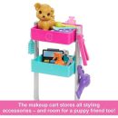 Mattel Barbie “Malibu” Stylist Doll & 14 Accessories Playset, Hair & Makeup Theme With Puppy & Styling Cart