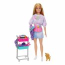 Mattel Barbie “Malibu” Stylist Doll & 14 Accessories Playset, Hair & Makeup Theme With Puppy & Styling Cart