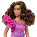 Mattel Barbie Fashionistas Doll #225, Curvy With Brown Hair, Pink Sparkly Dress, 65th Anniversary