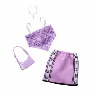 Mattel Barbie Fashion Assortment Of Doll Clothes, 1 Outfit & 2 Accessories For Barbie Dolls Assortment HRH37 (GWD96)