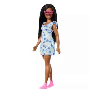 Mattel Barbie Fashionistas Doll #229, Doll With Down Syndrome Wearing Heart-Print Dress, Created in Partnership With The National Down Syndrome Society
