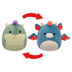 Jazwares Squishmallows - Flip-A-Mallows: Fantasy Squad - Magtus the Basilisk Flip to Carin the Blue Dragon (5 Inch)