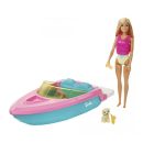 Mattel Barbie Doll And Boat With Puppy And Accessories, Floats in Water, For 3 To 7 Year Olds