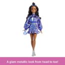 Mattel Barbie Deluxe Style Fashion Doll #7 in Metallic Blue Top And Skirt With Accessories, Brunette