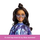 Mattel Barbie Deluxe Style Fashion Doll #7 in Metallic Blue Top And Skirt With Accessories, Brunette