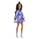 Mattel Barbie Deluxe Style Fashion Doll #7 in Metallic Blue Top And Skirt With Accessories, Brunette