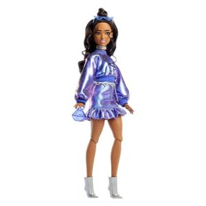 Mattel Barbie Deluxe Style Fashion Doll #7 in Metallic Blue Top And Skirt With Accessories, Brunette