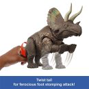 Mattel Jurassic World Rebirth Gigantic Thrashers Eotriceratops Dinosaur Figure Toy, Tail Activated Attack JJGB93(JGB92-965A)