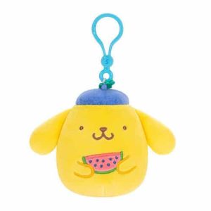 Jazwares Squishmallows - Clip-On Cartoon Animation: Sanrio - Hello Kitty & Friends - Tropical Food Treats Pompompurin (3.5 Inch)