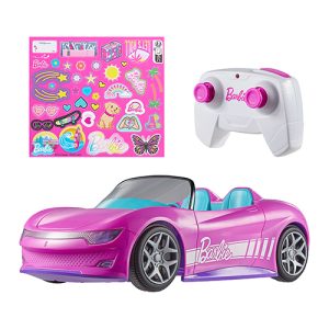 Mattel Hot Wheels Barbie Convertible RC, Battery-Powered Remote-Control Toy Car, Fits 2 Barbie Dolls