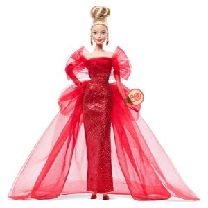 Mattel Barbie Signature Collectible Doll For Mattel 80Th Anniversary, Glittery Red Tulle Gown, Blonde Hair