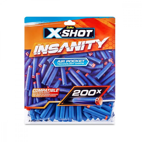 ZURU-XSHOT-INSANITY 200PK Refill Darts Foilbag,Bulk,6pcs,No Inner,STD Color - Image 2