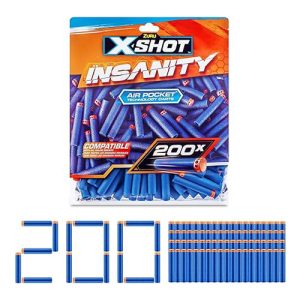 ZURU-XSHOT-INSANITY 200PK Refill Darts Foilbag,Bulk,6pcs,No Inner,STD Color