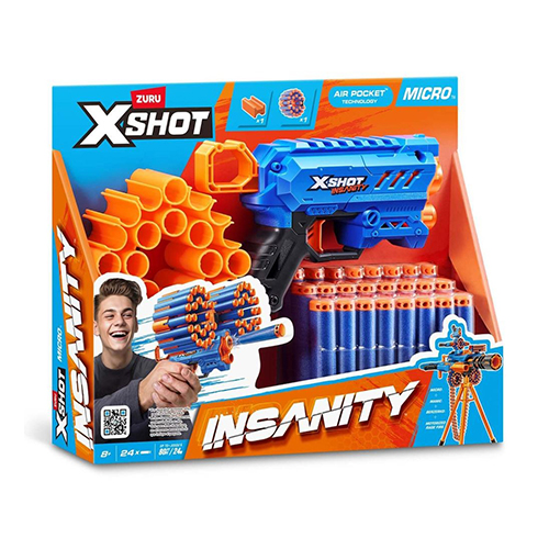ZURU-XSHOT-INSANITY-SERIES 1-MICRO (24Darts) Open Box,12pcs/CTN - Image 2