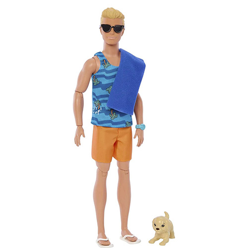 Mattel Ken Doll With Surfboard, Poseable Blonde Barbie Ken Beach Doll - Image 4
