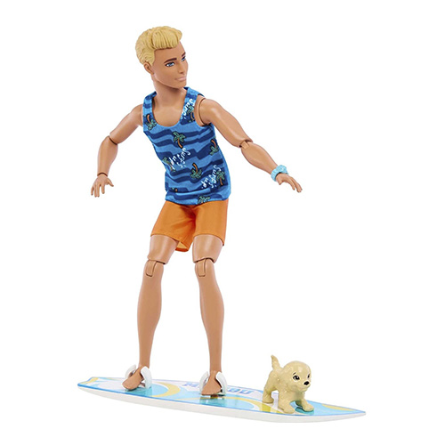 Mattel Ken Doll With Surfboard, Poseable Blonde Barbie Ken Beach Doll - Image 5
