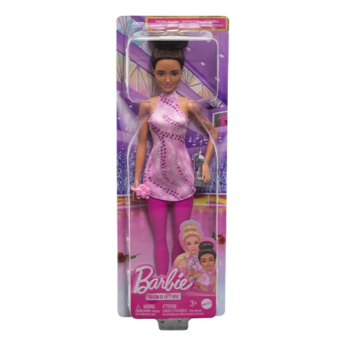 Mattel Barbie Careers Figure Skater Doll & Accessories, Brunette in Removable Skate Outfit With Trophy - Image 2