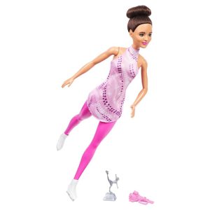 Mattel Barbie Careers Figure Skater Doll & Accessories, Brunette in Removable Skate Outfit With Trophy