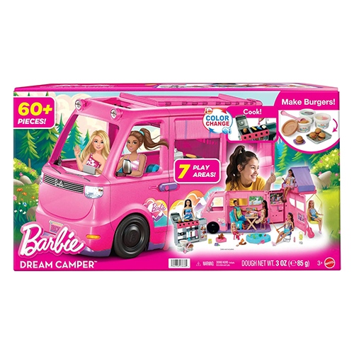 Mattel Barbie Dream Camper Playset With Roof Tent, BBQ Grill With Color-Change Feature & 60+ Accessories - Image 2