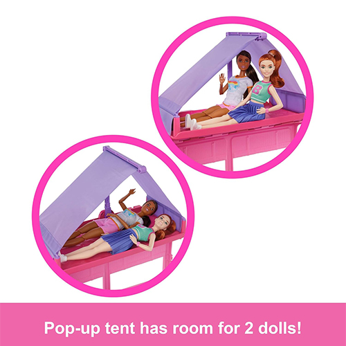 Mattel Barbie Dream Camper Playset With Roof Tent, BBQ Grill With Color-Change Feature & 60+ Accessories - Image 7