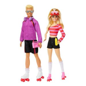 Mattel Barbie Fashionistas 2 Doll & 6 Accessories Set, Roller-Skating Theme, 65th Anniversary