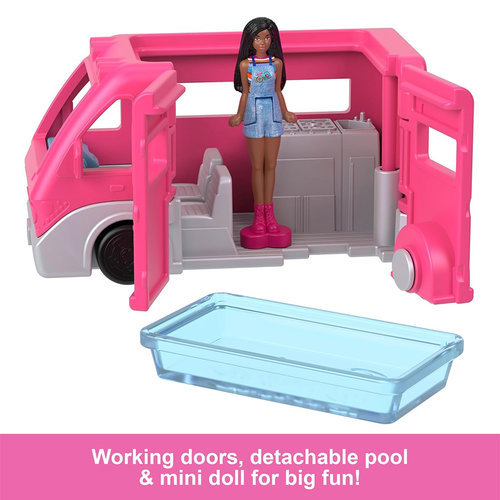 Mattel Barbie Mini BarbieLand Doll & Toy Dream Camper Vehicle Set Change Color HYF39 (HYF38) - Image 4