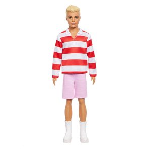 Mattel Barbie Fashionistas Ken Doll #241 in Red Striped Top And Pink Shorts With White Sneakers, Blonde