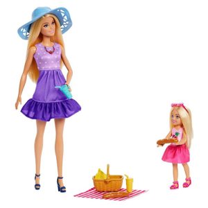 Mattel Barbie Family & Friends Dolls & Accessories, Picnic-Themed Playset With 2 Dolls & 9 Pieces