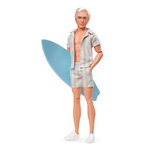 Mattel Barbie The Movie Ken Doll Wearing Pastel Striped Beach Matching Set