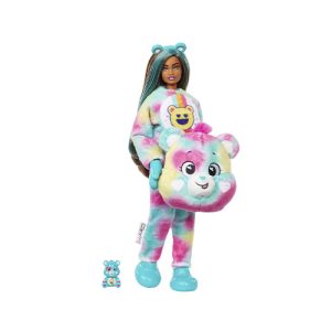 Mattel Barbie Cutie Reveal Care Bears Doll & Accessories, Series 2 Good Vibes Bear With 10 Surprises