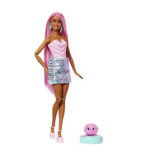Mattel Barbie Pop Reveal Treat Series Doll & Accessories Set, Donut Dreams Fashion Doll & Pet Pink JFY62 (JFY00)