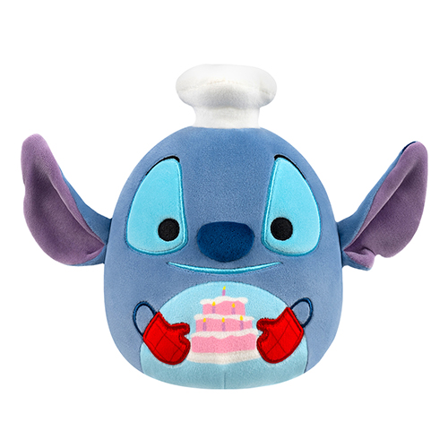Jazwares - Squishmallows Cartoon Animation: Disney - Lilo & Stitch - Stitch Chef with Cake (10 Inch) (SQDI01153)