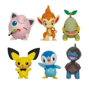 Jazwares - Battle Figure Multipack Games: Nintendo - Pokemon (Pichu- Deino- Jigglypuff- Turtwig- Piplup- Chimchar) 6-Pack (PKW2469)
