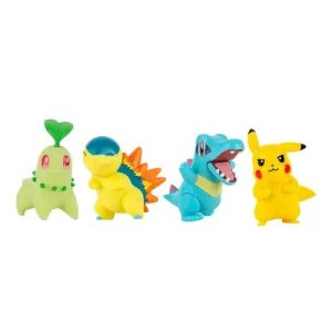 Jazwares - Battle Figure Multipack Games: Nintendo - Pokemon (Pikachu- Chikorita- Totodile & Cyndaquil) 4-Pack